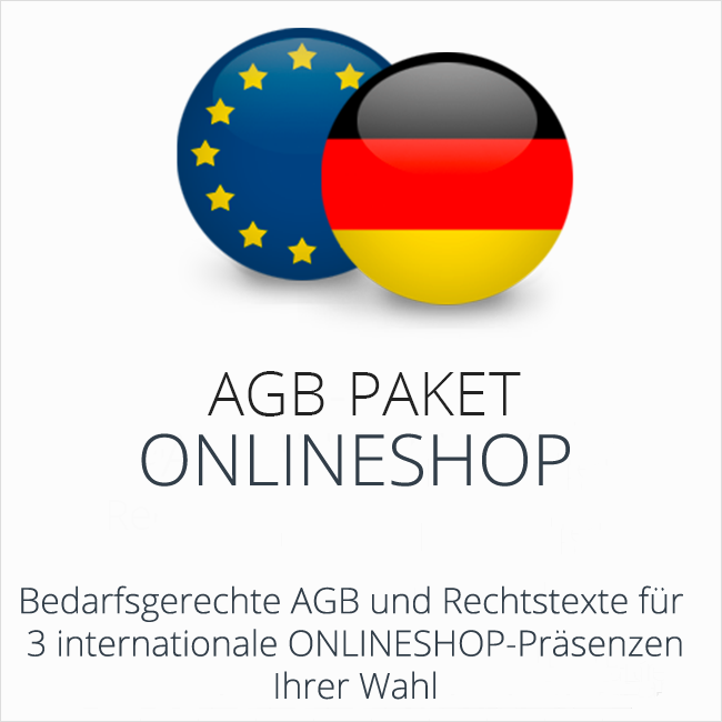 Das AGB Paket Onlineshop mit 3 rechtssicheren AGB für deutsche und internationale Onlineshops Ihrer Wahl